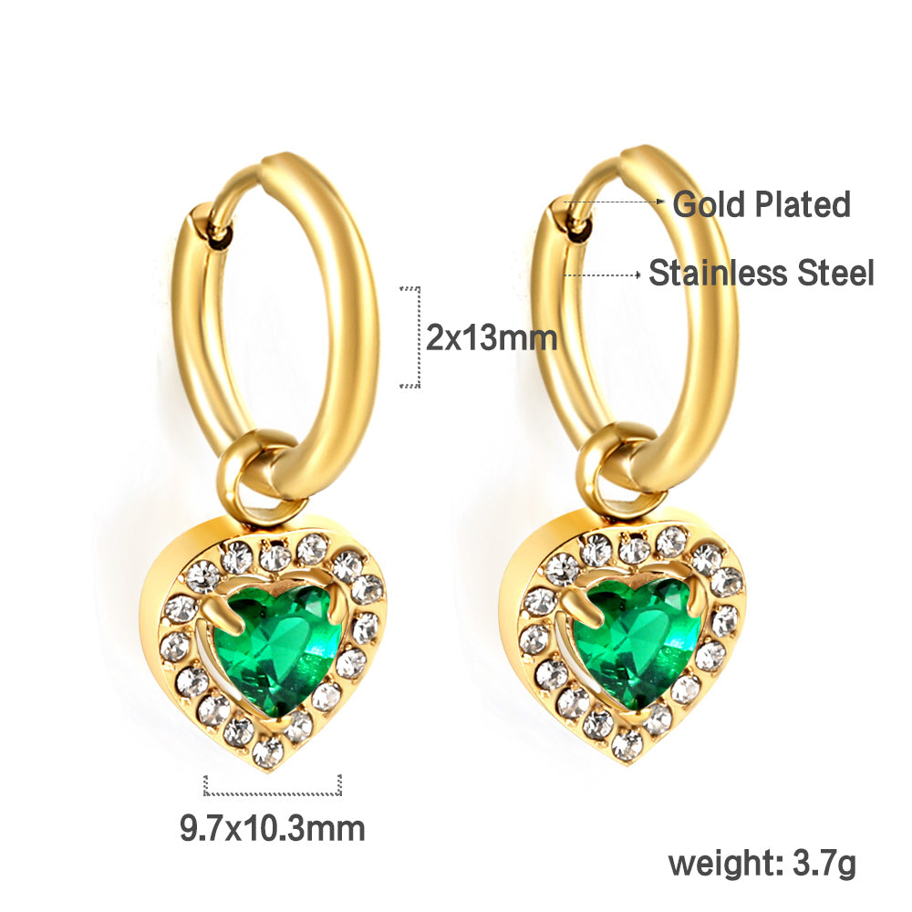 2x13mm circle with heart-shaped diamond + white diamond hoop earrings asonjewelry